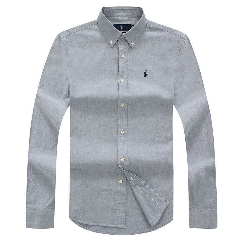美国保罗polo男装男士长袖衬衫纯棉纯色宽松大码商务休闲牛津纺白衬衣