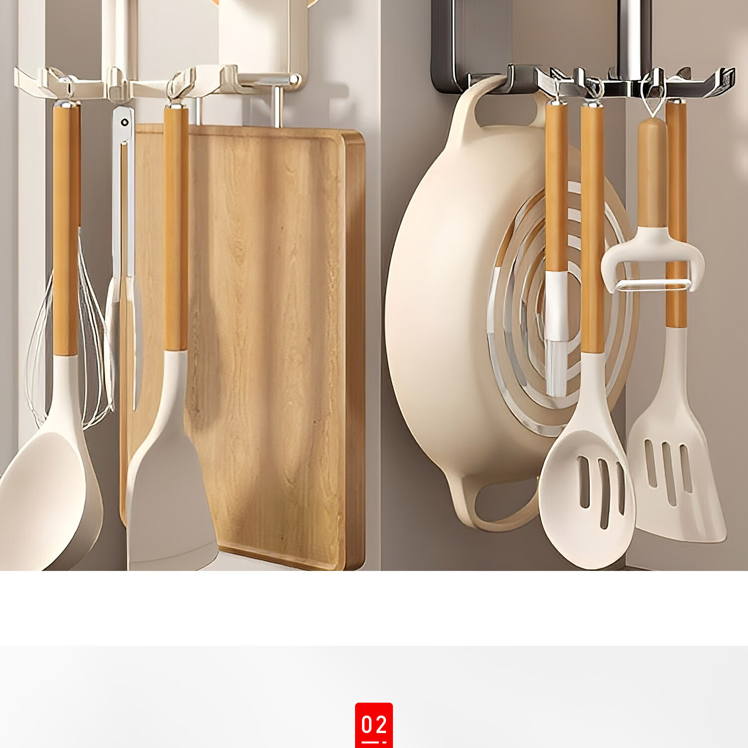 Zhifan Japanese Kitchen Rotating Octopus Suction Cup No-Drill Wall-Mounted Pot Ladle Spoon Storage Rack Organizer 8
