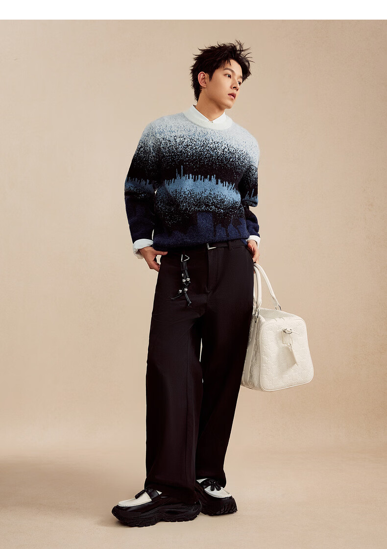 CABBEEN Mohair and Wool Blend Geometric Pattern Gradient Soft Fluffy Long Sleeve Sweater Spring 2026 18