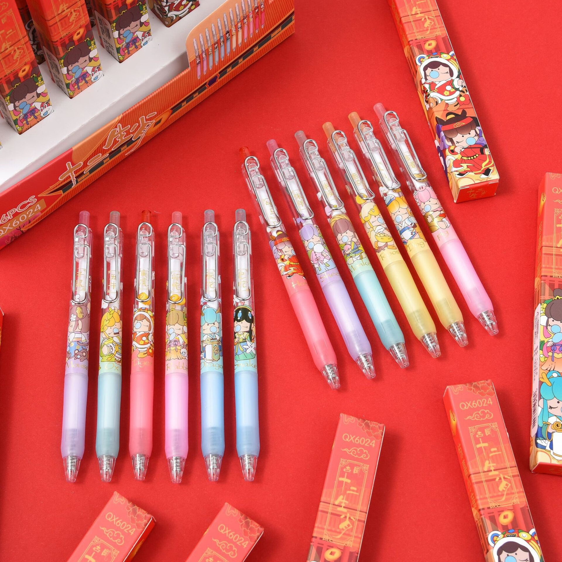 萌高颜值创意趣味精美网红2022新款 qx6024 十二生肖盲盒笔-1整盒36支