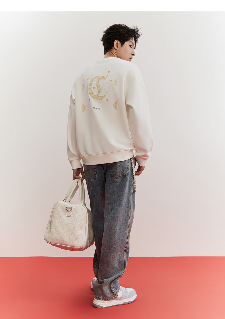 CABBEEN 300G Healthy Fabric Sweatshirt Traditional Ruyi Knot Logo Embroidery 2026 Spring Men's Long Sleeve Sweatshirt 24