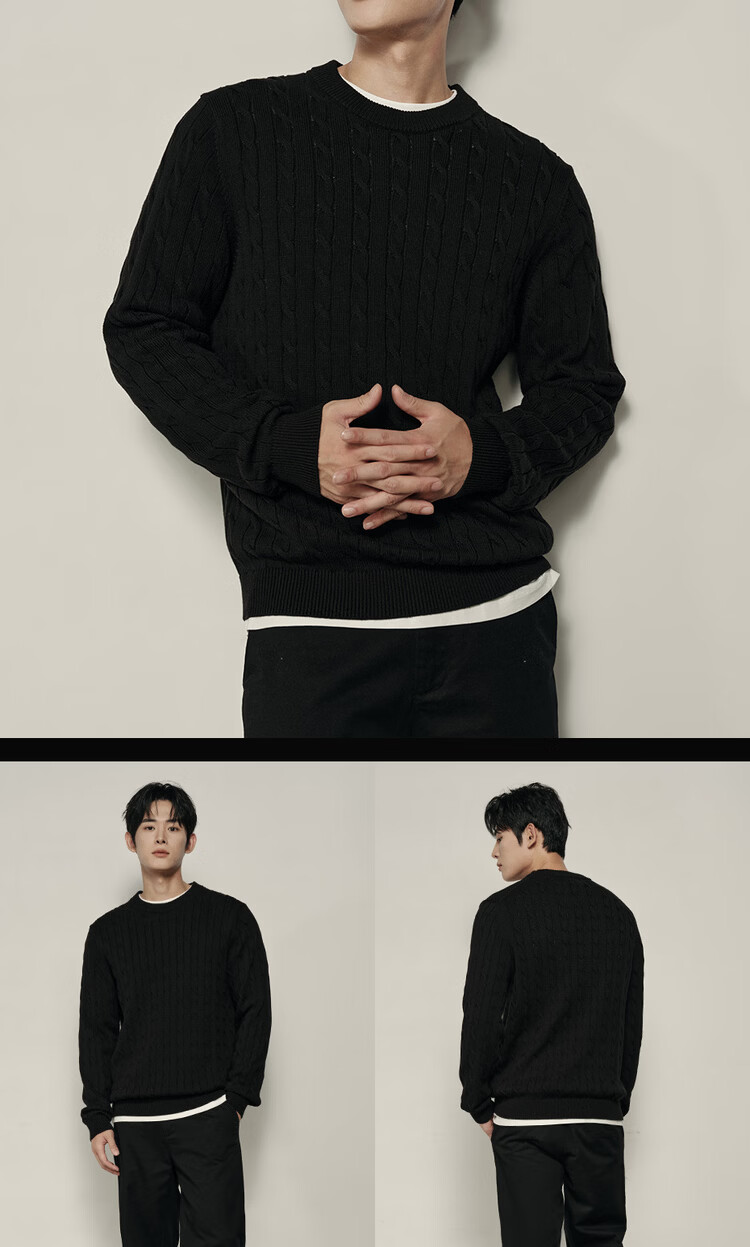 Giordano Men's Cable Knit Sweater New College Style Crew Neck 01055731 Korean Celebrity Edition 19