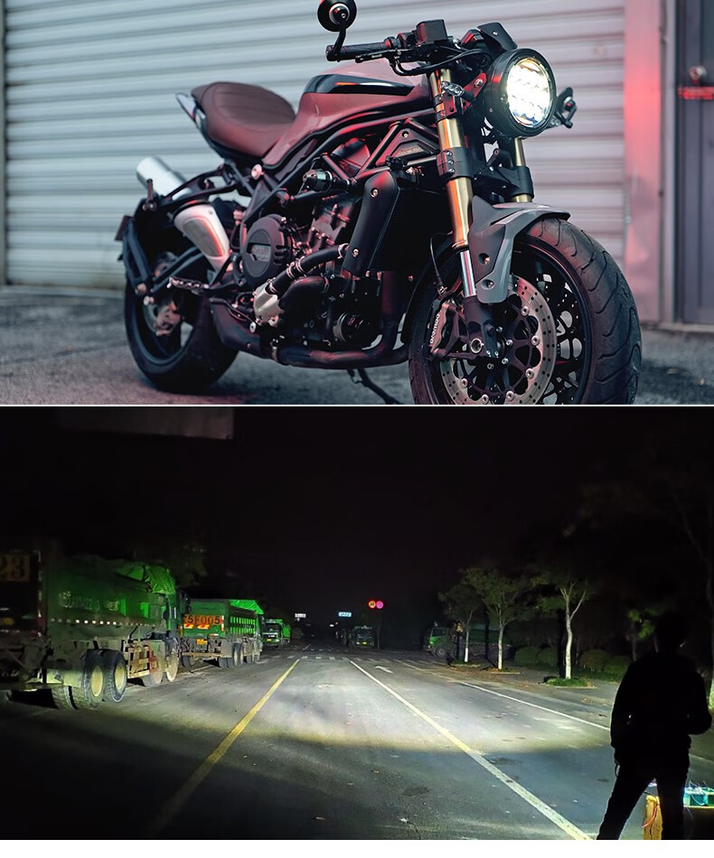 适用于豪爵tr300大灯改装复古圆灯总成摩托车led天使眼配件无损 金刚