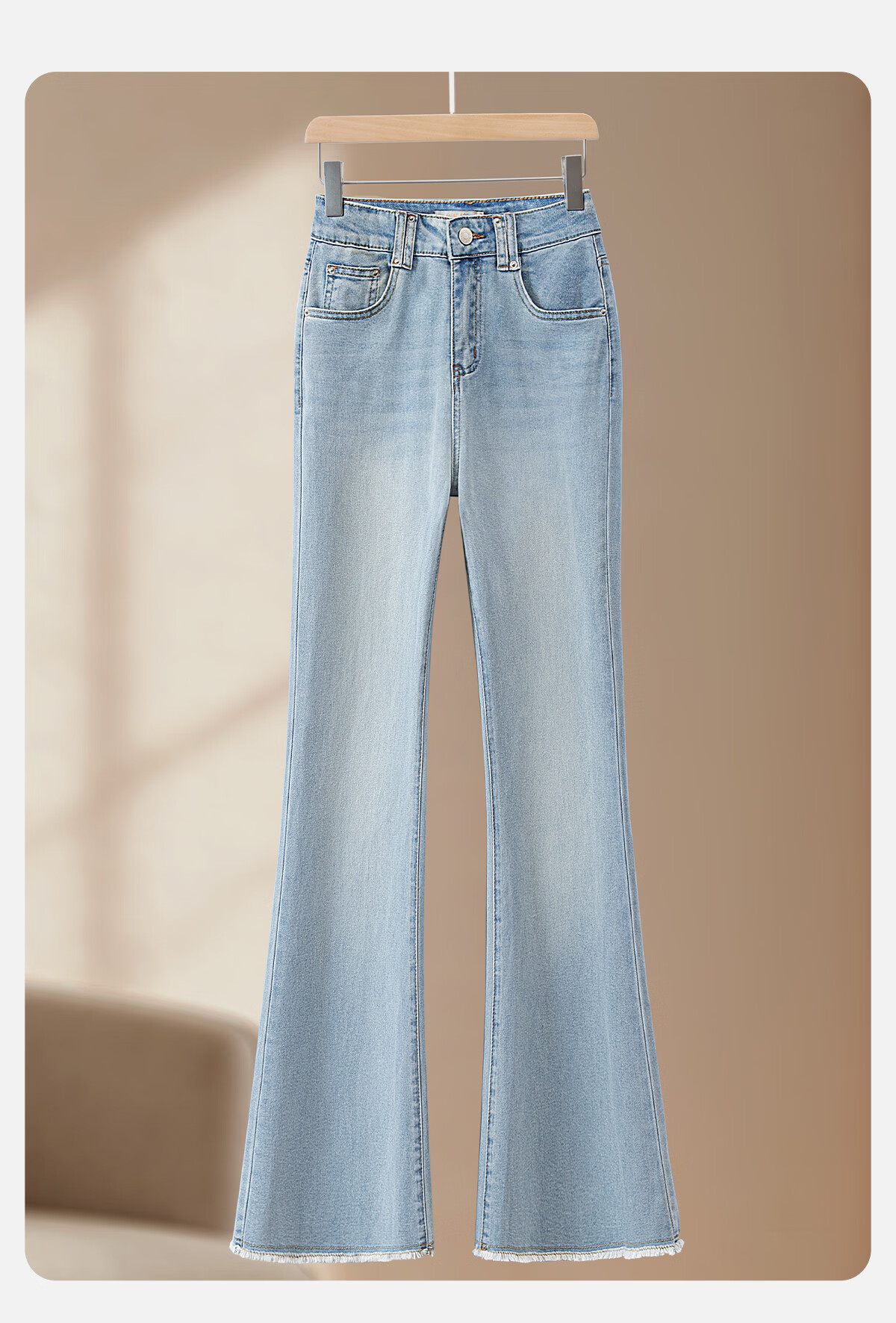 Cypress High-Waist Slim Washed Micro Flared Jeans for Women 2026 Spring New Fashion Slim Fit Denim Pants 5