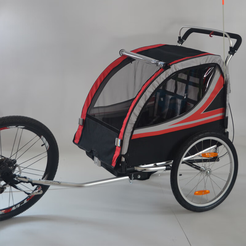 徒步车西藏小推车万向轮自行车拖车儿童车双座位铝合金拖车后挂车