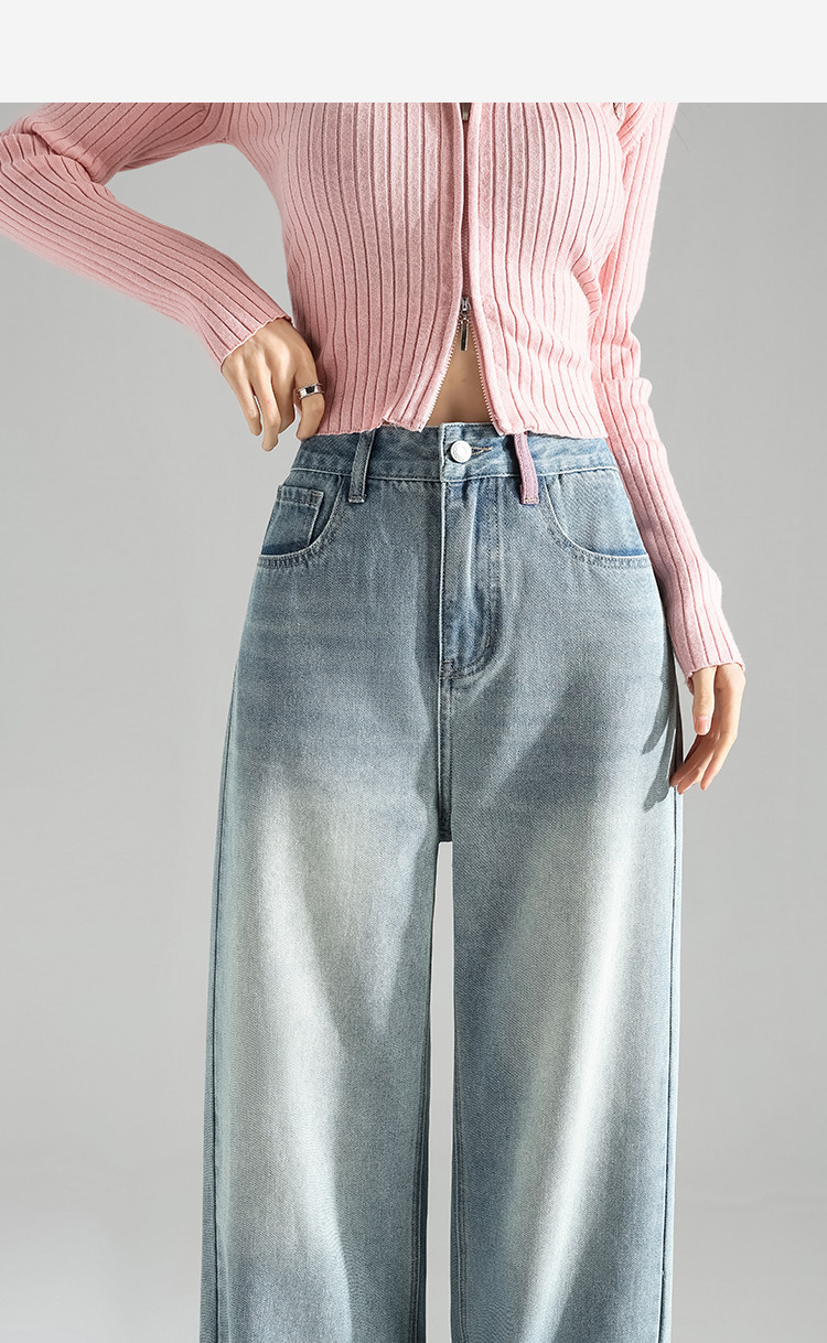 TonLion 2026 Spring Autumn Women's Embroidered Unique Design Light Wash Wide Leg Denim Jeans 17