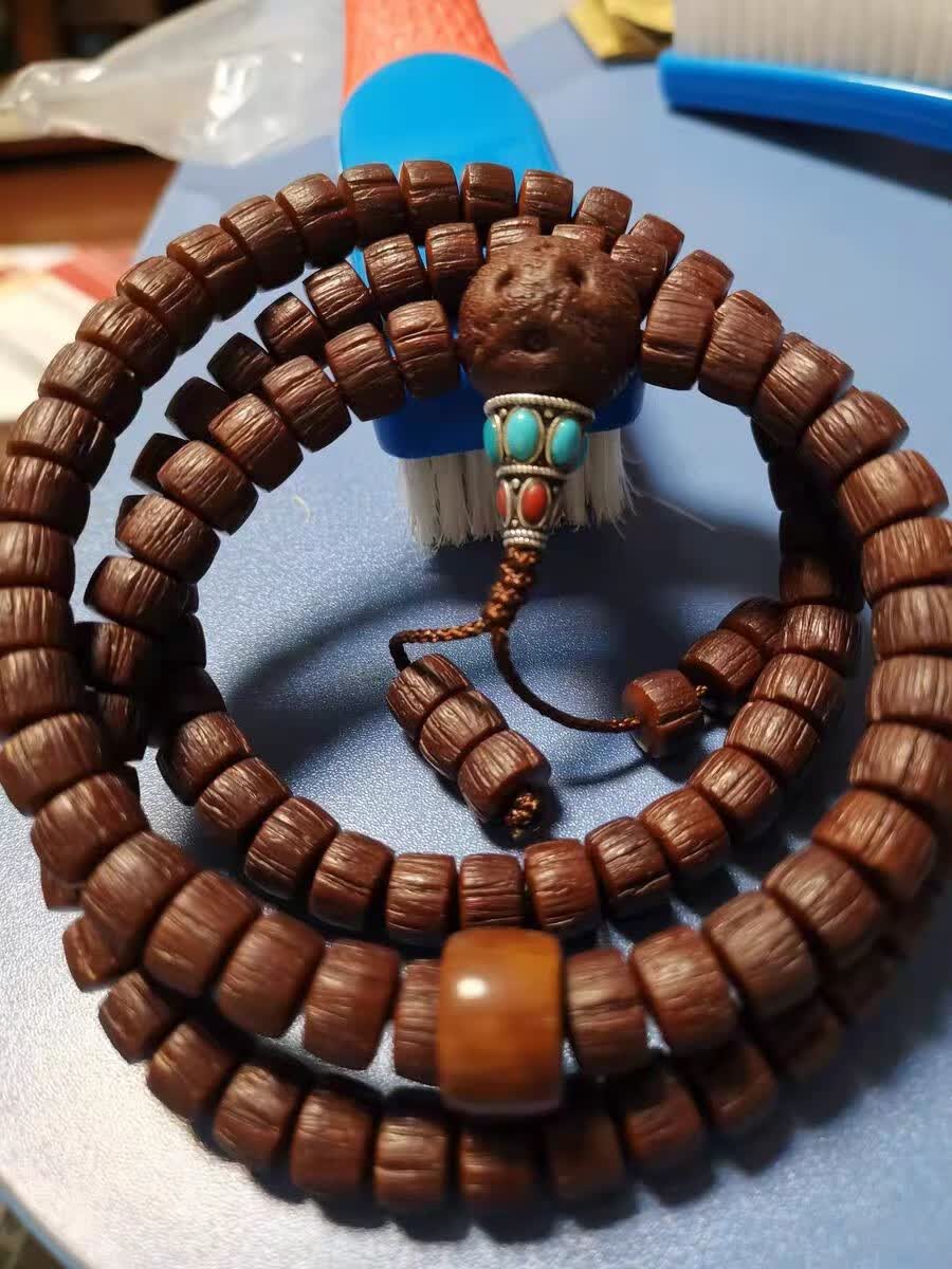 老型直切文玩佛珠念珠菩提项链脖挂 收藏级紫金鼠实心108直切款0