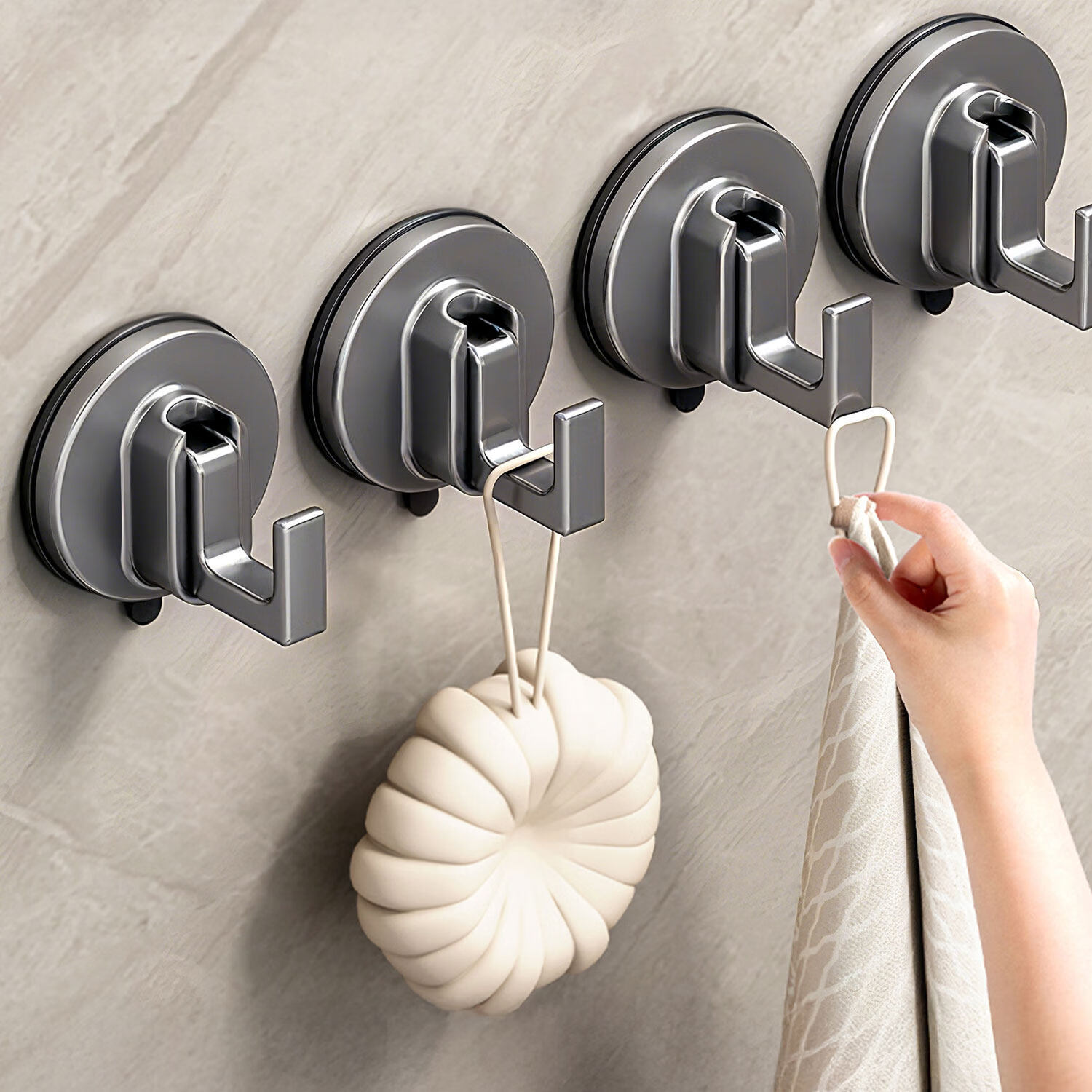 Zhifan Japanese Suction Cup Hook No Drilling Strong Load-Bearing Bathroom Towel Hook Door Back Wall-Mounted Adhesive Hook 11