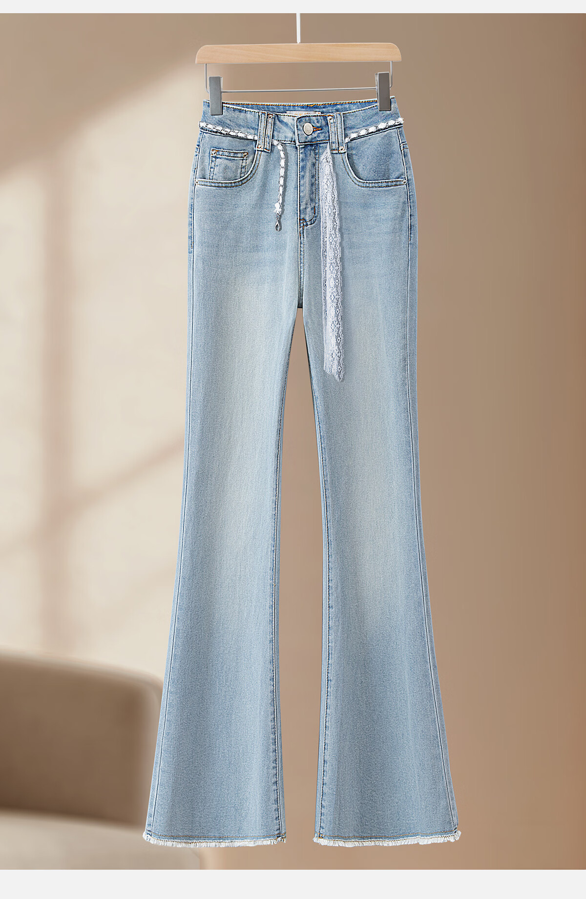 Cypress High-Waist Slim Washed Micro Flared Jeans for Women 2026 Spring New Fashion Slim Fit Denim Pants 2