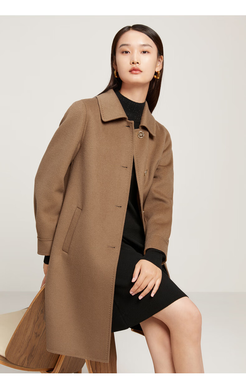 敦奴dunnu22冬显白古着vintage双面呢大衣100%羊毛呢外套女 大红 m