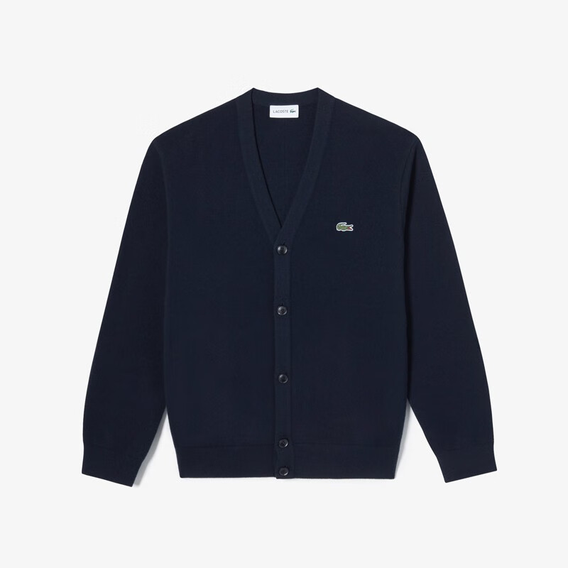 lacoste法国鳄鱼针织衫简约商务休闲开衫毛衣 米色02s 95/3【图片