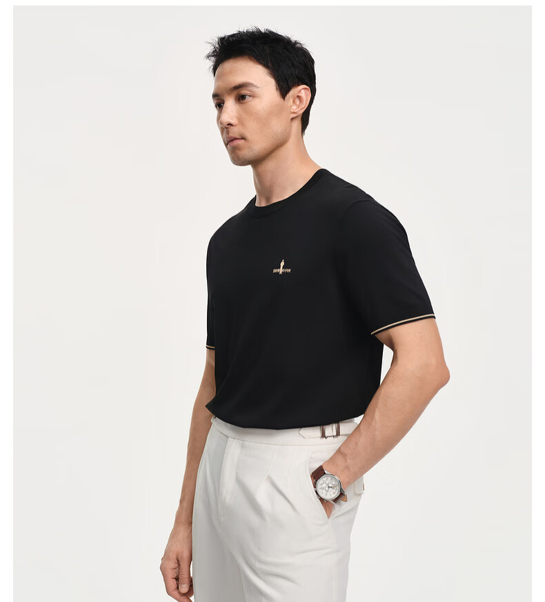 Biyinlefen [Qingquan Sha] 2026 Spring Summer New Men's Casual Commuter Cool Stretch Short Sleeve Crew Neck Knit Shirt 12
