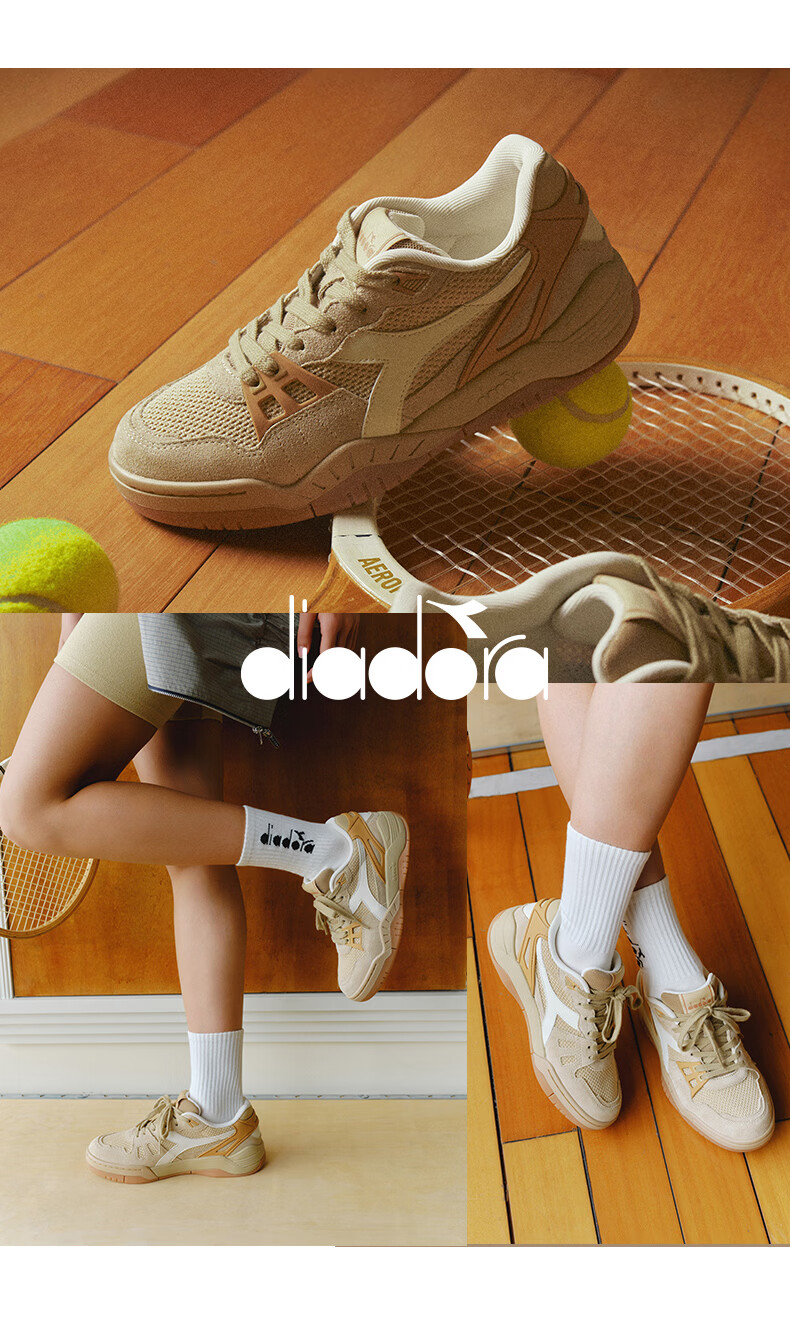 Diadora Men's Fashion Retro Sports Casual Tennis Shoes B.action Warm Sand Yellow/Suede Yellow/Sedge White 42.5 14