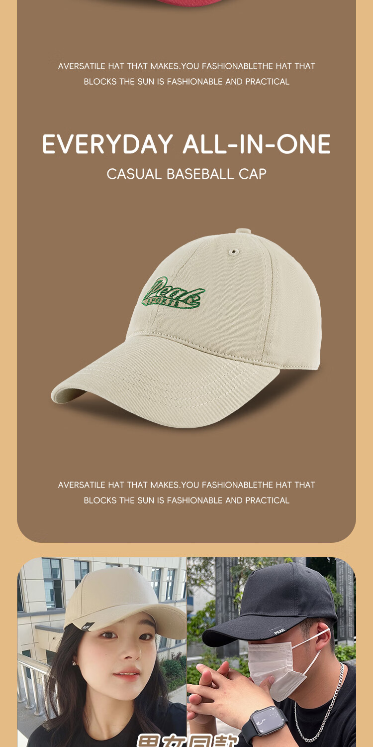Peak Cotton Soft Top Baseball Cap Sun Protection Breathable Sweat-Absorbing Large Size Sunshade Hat Couple Street Fashion Embroidered Dad Hat 9