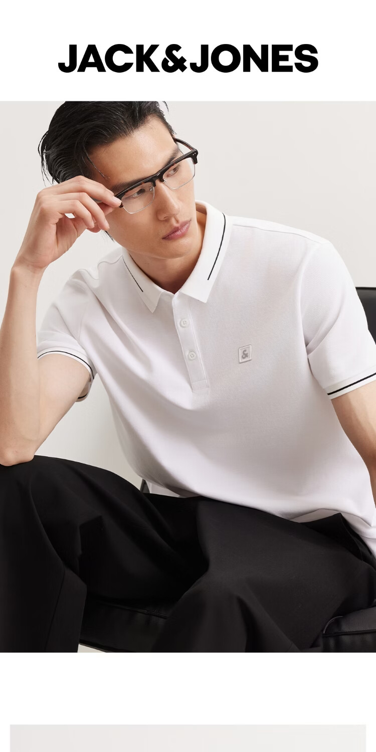 JACK&JONES Men's Polo Shirt Business Casual Cooling High-Count Exquisite Embroidery Turn-Down Collar Multi-Color Short Sleeve Top 226106007 1