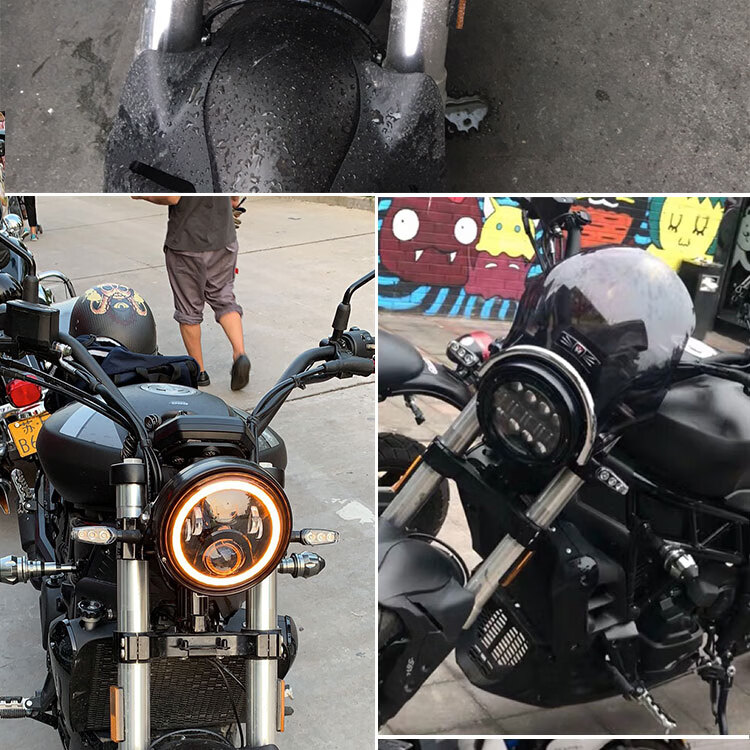 贝纳利幼狮250大灯适用帝国400 502c改装幼狮500/250黄龙300/600圆灯