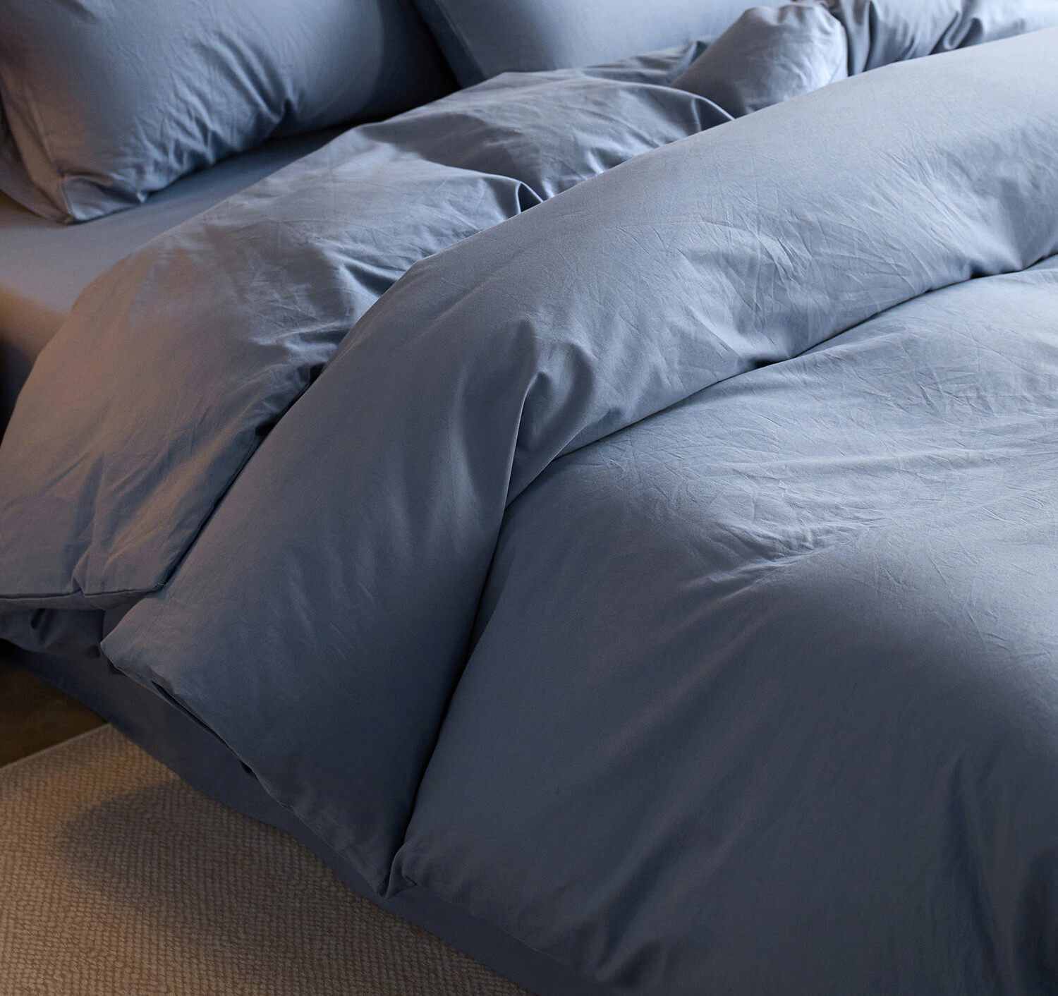 HLA A-Class 100% Cotton Duvet Cover 1.5m x 2m Single Piece Bedding Embroidered Dark Blue 11