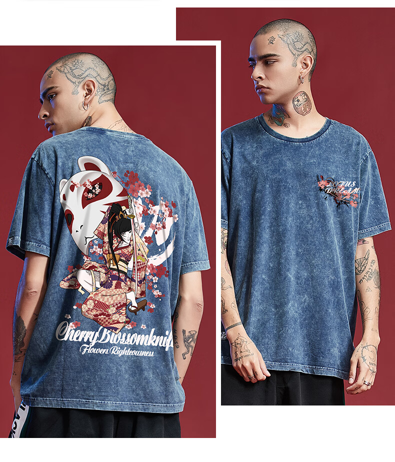 原创潮牌插画师联名t恤新款衣服日系纯棉短袖国潮上衣男和风浮世绘