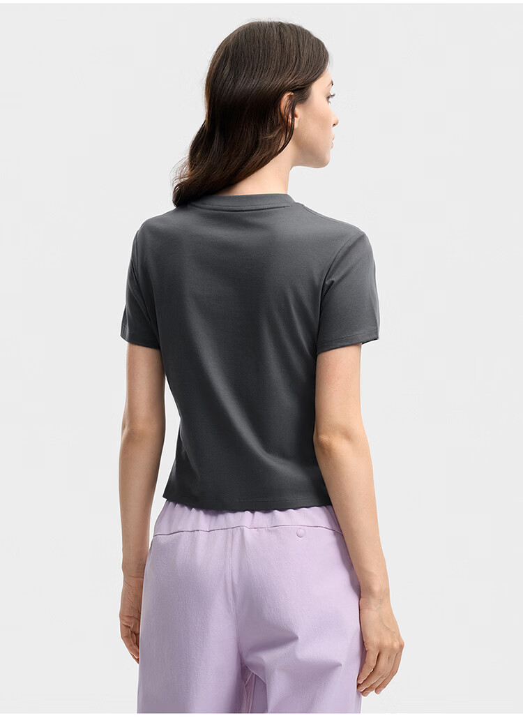 FILA Official Women's Knitted Short Sleeve Shirt 2026 Summer Casual Slim Fit Cool Cotton Cropped T-Shirt 52
