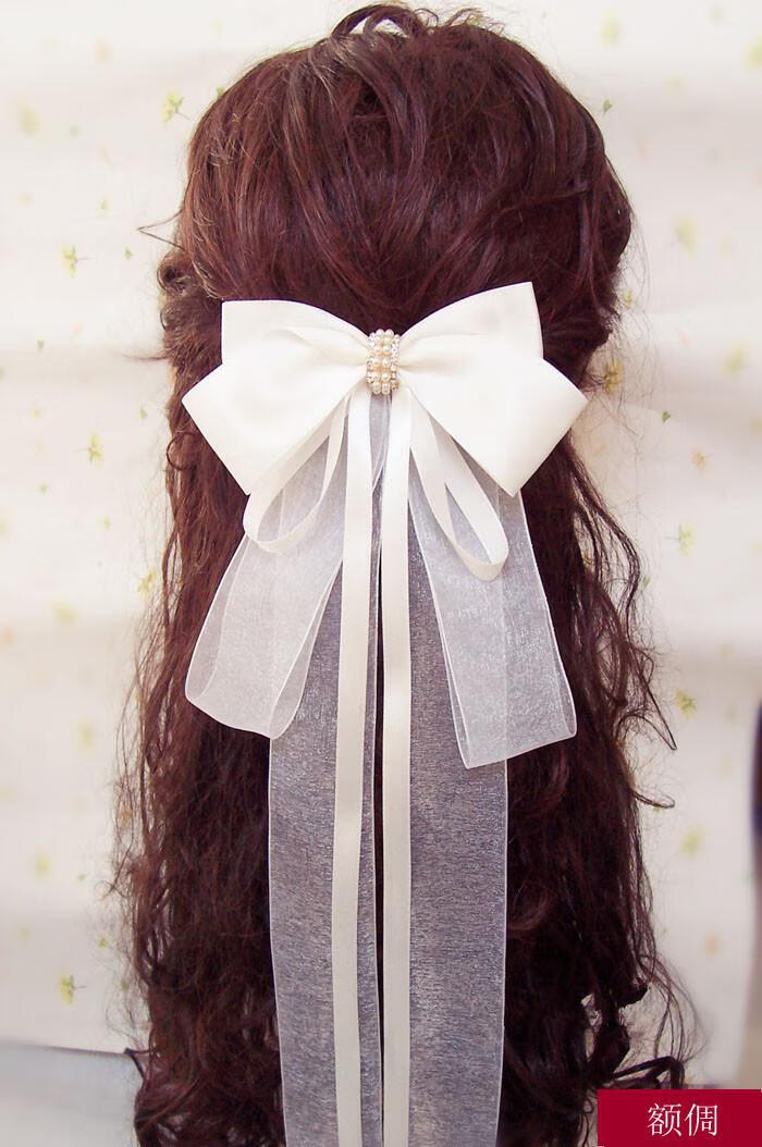 额倜 小龙女古装发饰古风汉服超长发带cos飘带蝴蝶结超仙发夹头饰 奶