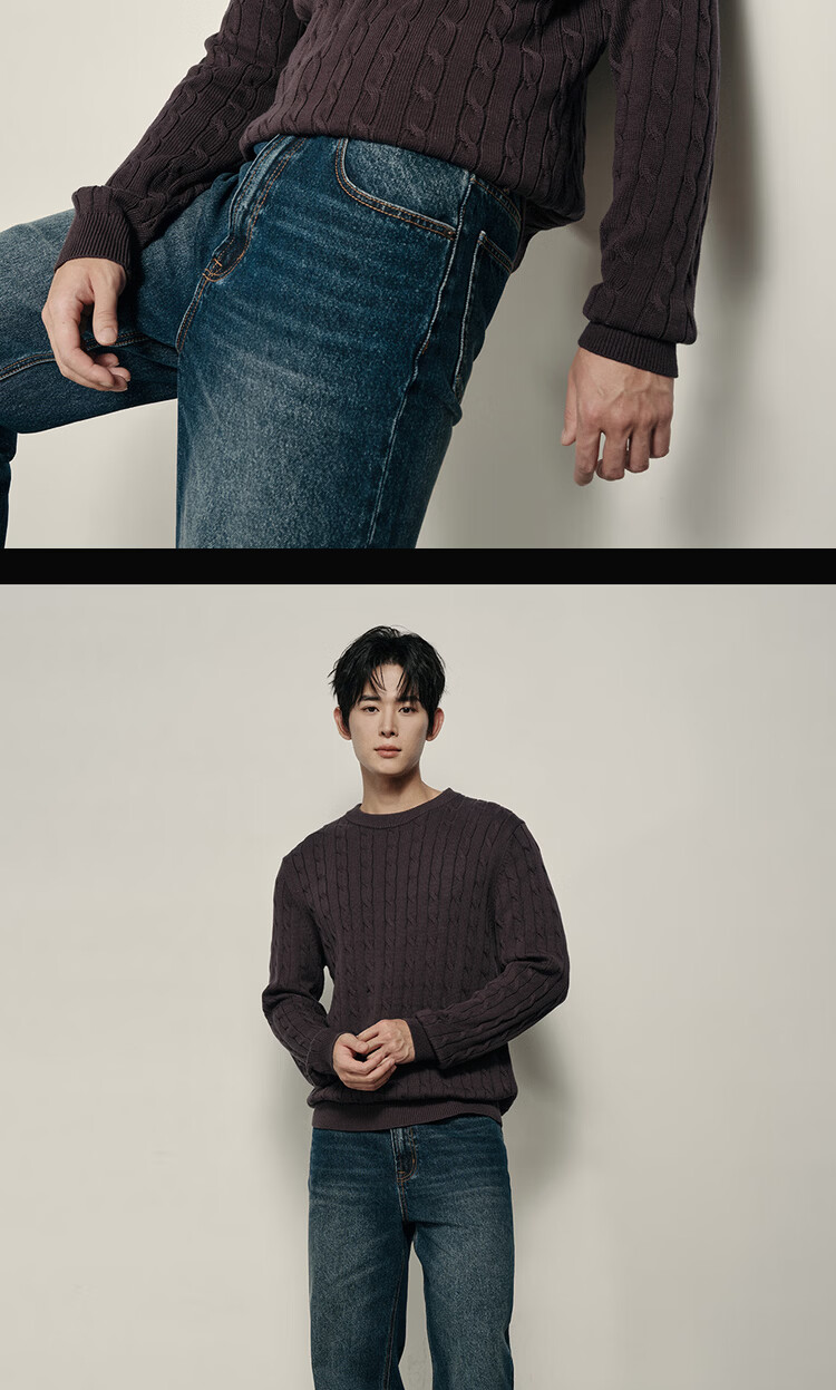 Giordano Men's Cable Knit Sweater New College Style Crew Neck 01055731 Korean Celebrity Edition 16