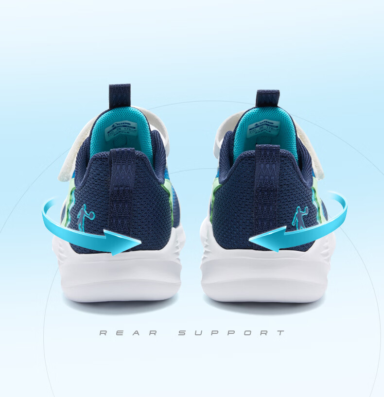 QIAODAN Boys' Kids Running Shoes Children's Spring and Autumn Breathable Mesh Sports Shoes Lightweight Kids Shoes Black/Kunpeng Blue Size 25 6