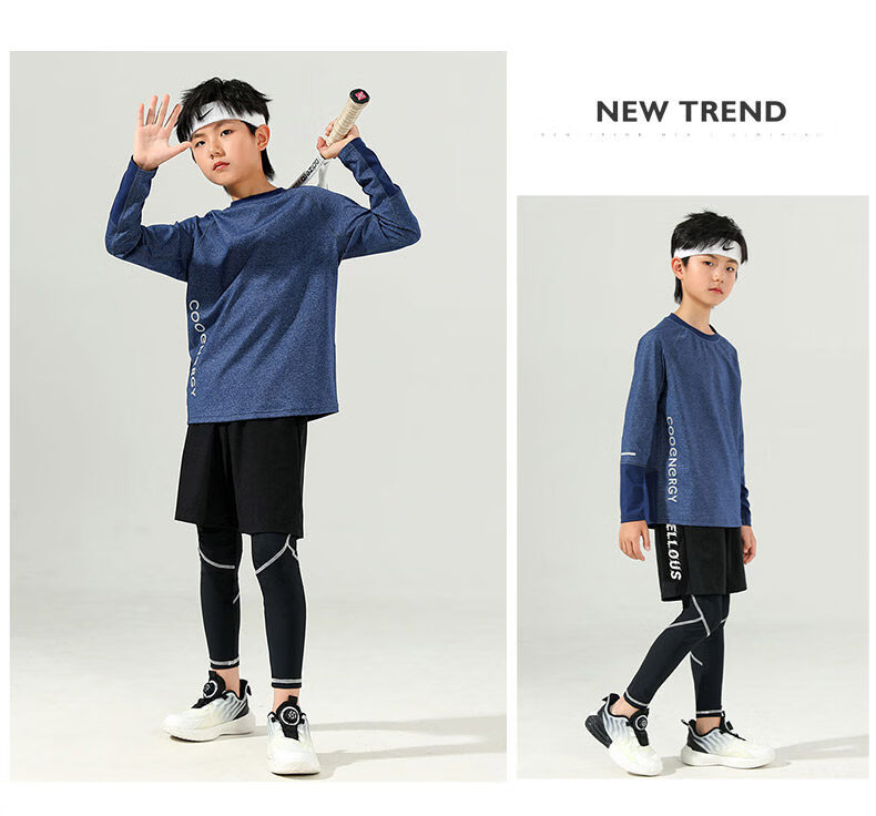 Moonkids Boys Quick-Dry Sports Set Kids Spring Autumn Running Training Suit Big Boys Badminton Football Quick-Dry Basketball Jersey 8