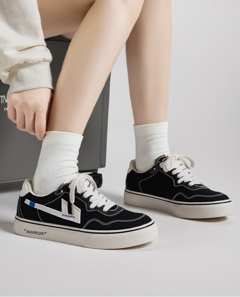 Warrior Official Women's Canvas Shoes 2026 Summer New Retro Breathable Sports Sneakers Women Beige/Grey/Blue Size 38 2