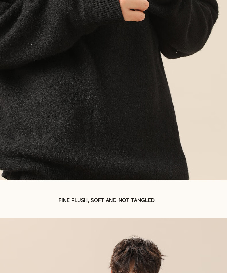 MINISO Men's Fleece-Lined Sweater Winter Warmth Integrated Fleece 2025 New Round Neck Knitwear Off-White XL 13
