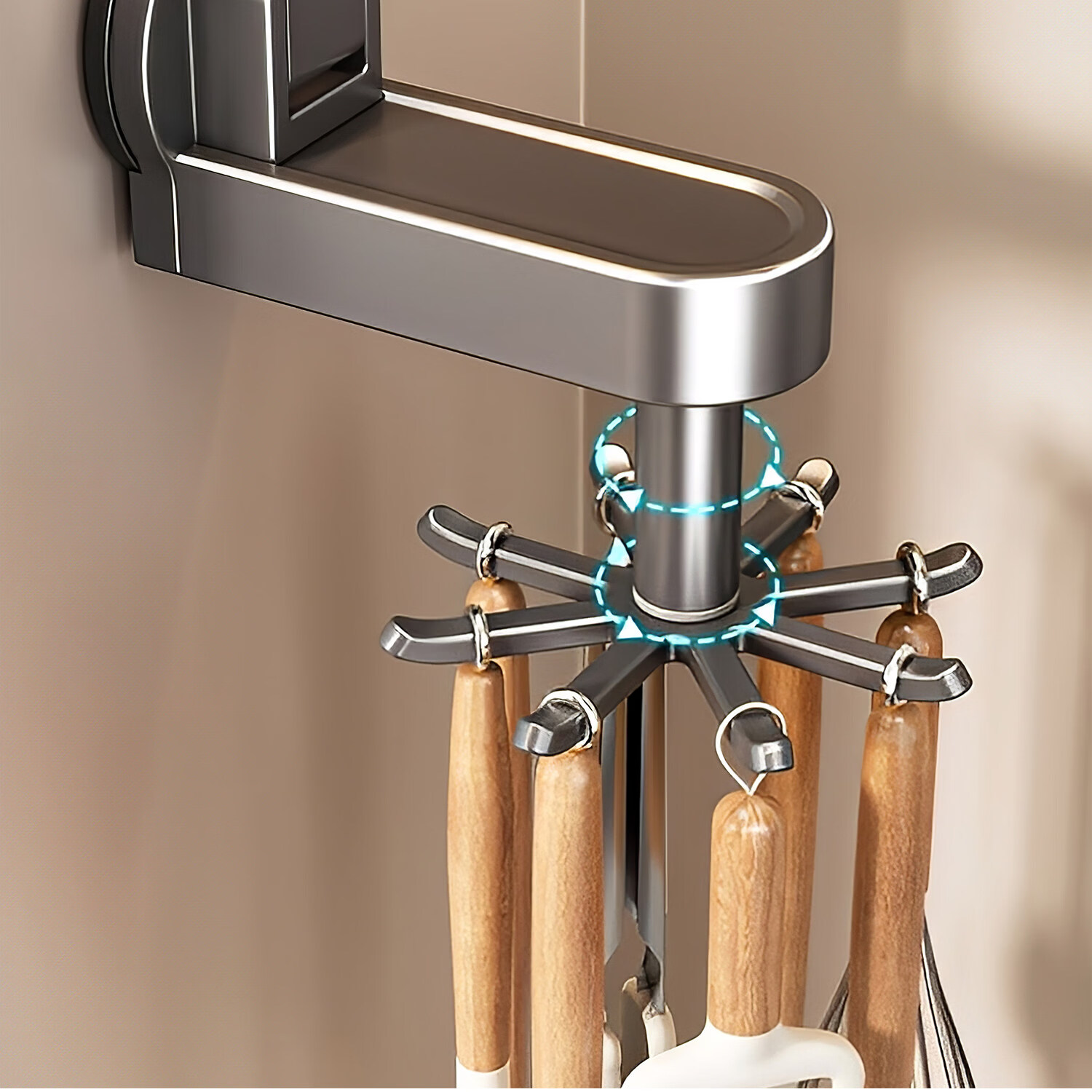 Zhifan Japanese Kitchen Rotating Octopus Suction Cup No-Drill Wall-Mounted Pot Ladle Spoon Storage Rack Organizer 17