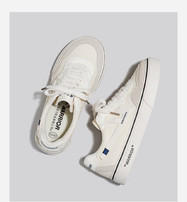 Warrior Official Women's Canvas Shoes 2026 Summer New Retro Breathable Sports Sneakers Women Beige/Grey/Blue Size 38 14