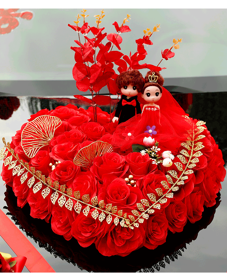 网红花车头主婚车装扮贴花扎花拉花高级装饰主车2022新款假花结婚 酒