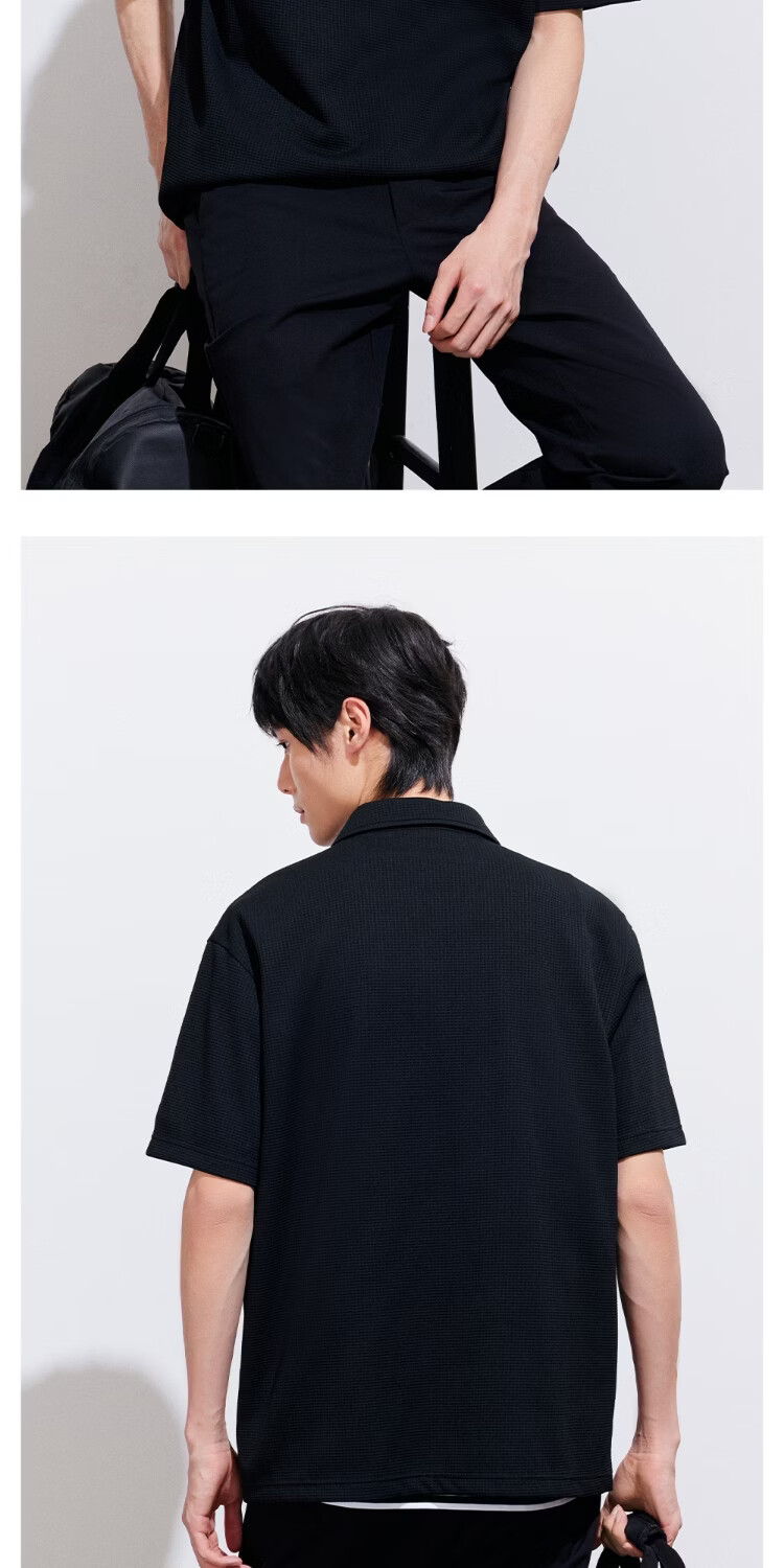 JACK&JONES Men's Spring Polo Shirt Casual Simple Trendy Pointed Collar Waffle Texture Fabric 226106015 11