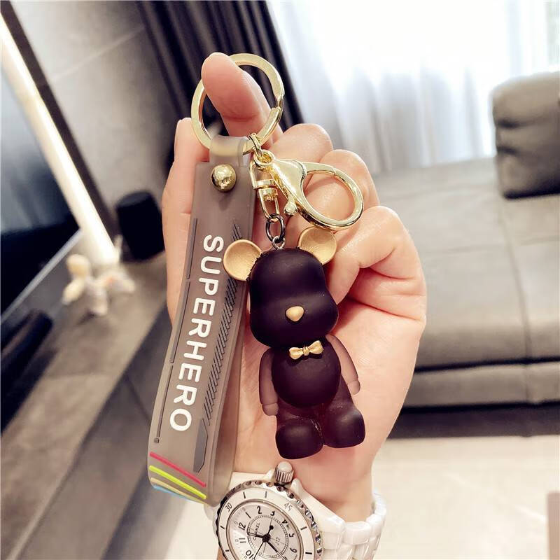 七夕情侣钥匙扣 透明水晶小熊钥匙扣女精致ins风个性创意情侣钥匙链