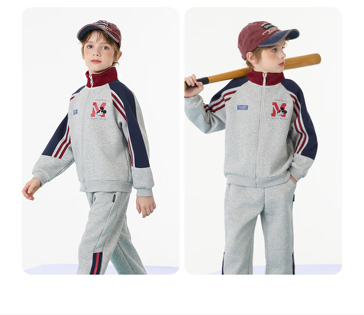 Disney Boys' Sportswear Set Children's Zip Jacket and Pants 2026 Spring New Trendy Two-Piece for Older Kids 14
