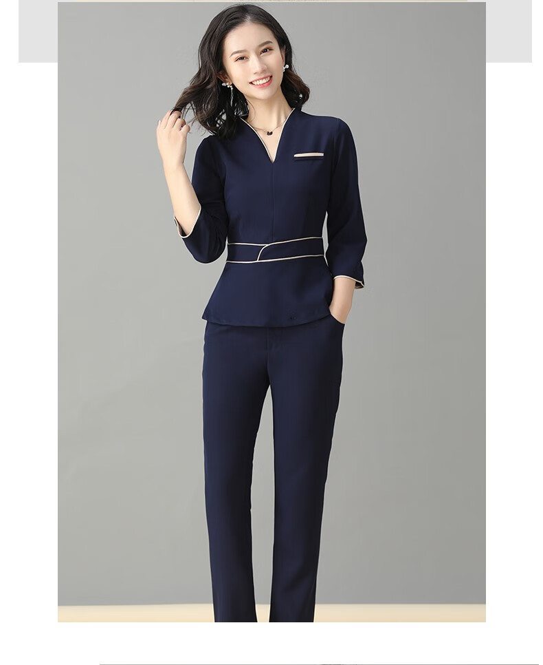 足浴技师工作服冬天秋冬美容师装女裤装七分袖spa美容院工衣足疗工装