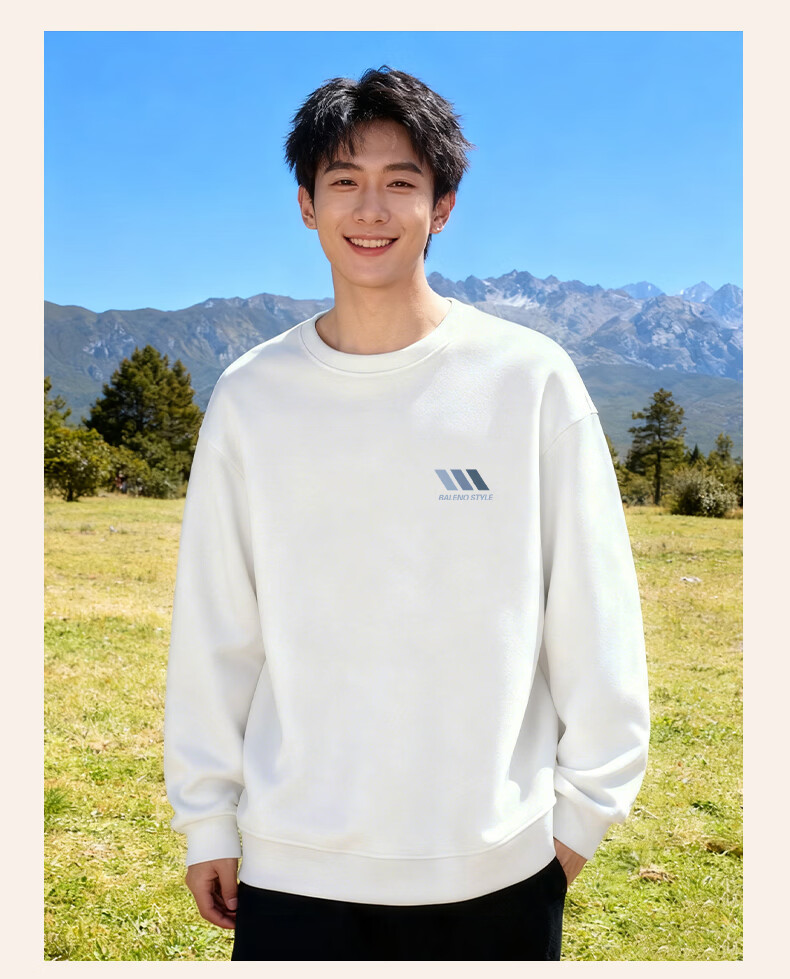 Baleno Men's Navy Blue Sweatshirt 2026 Spring Autumn New Crew Neck Pullover Loose Casual Jacket 11
