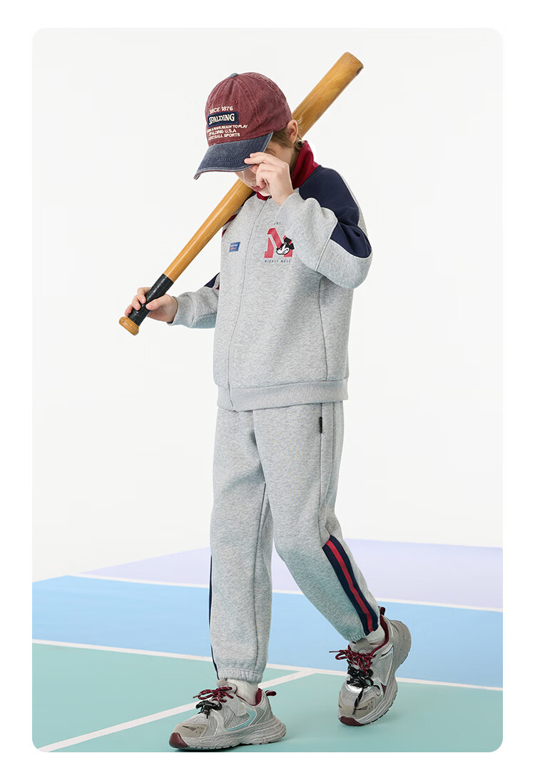 Disney Boys' Sportswear Set Children's Zip Jacket and Pants 2026 Spring New Trendy Two-Piece for Older Kids 13