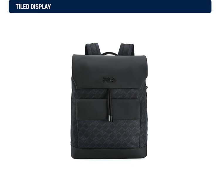 FILA Official "Black Warrior" Men's Commuter Fashion Casual Backpack Flap Double Shoulder Bag 17