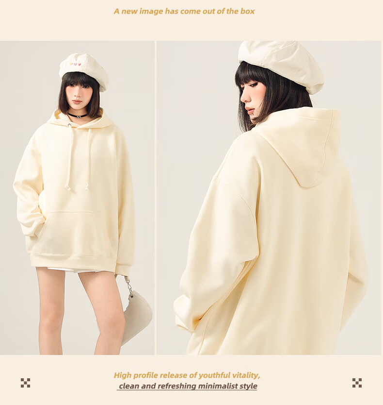 Jeanswest 2026 New Hooded Sweatshirt for Women Spring and Autumn Casual Loose Fit Fashionable Versatile Jacket 14