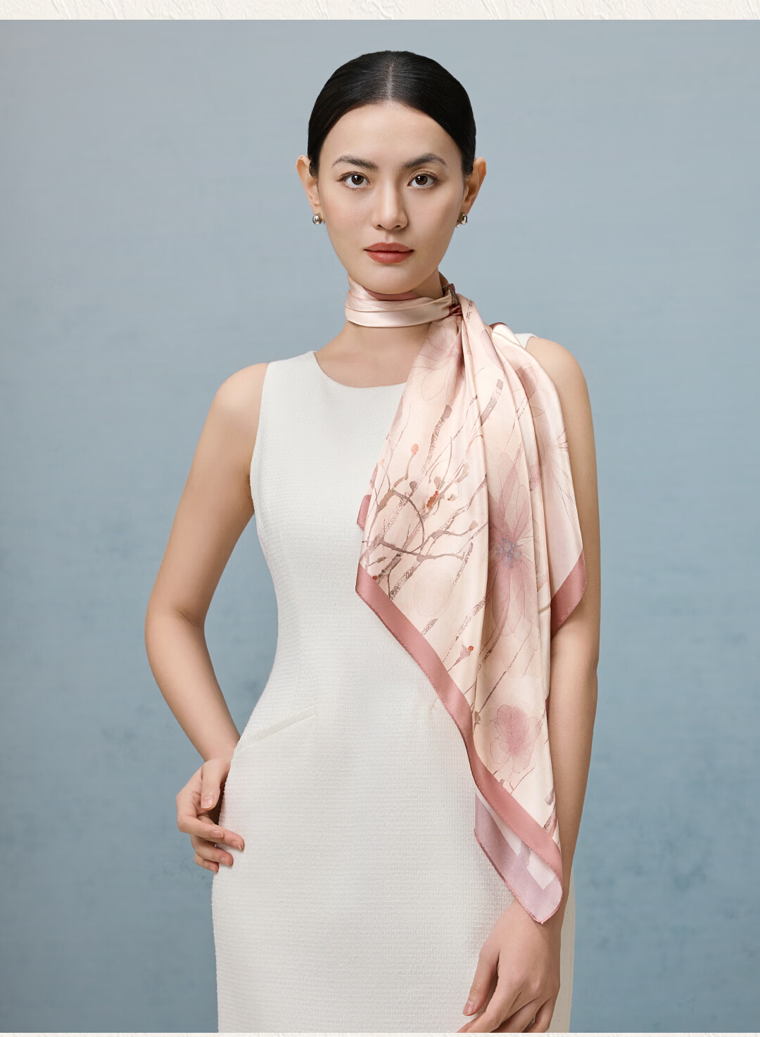 Shanghai Story 100% Mulberry Silk Scarf 12mm Plain Crepe Shawl Square Scarf Gift Box Teacher's Day Gift 8