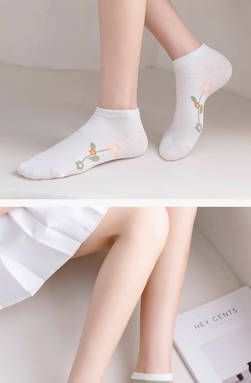 Yimian Women's Short Socks Xinjiang Cotton Antibacterial Deodorant Summer Thin Low-Cut Fresh Short Tube Boat Socks Trendy 10 Pairs QL 6