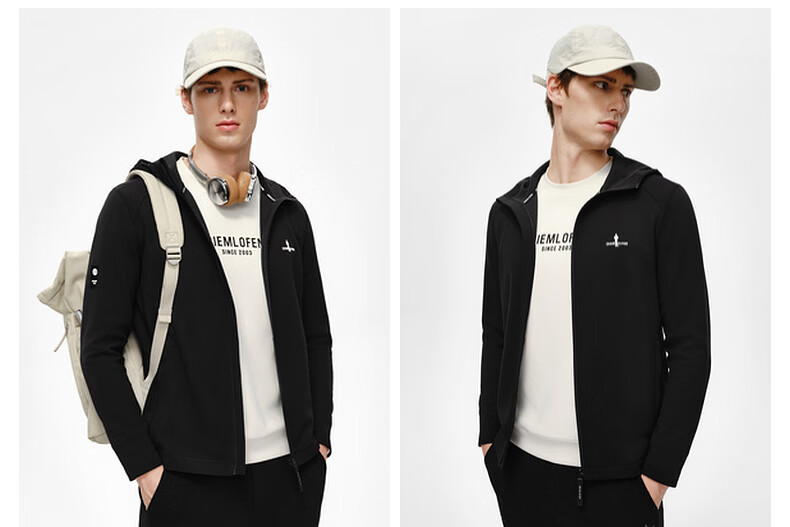 Biyinlefen Waffle Jacket Spring Autumn Men's Textured Casual Outdoor Sun Protection Soft Hooded Knit Coat Versatile 9