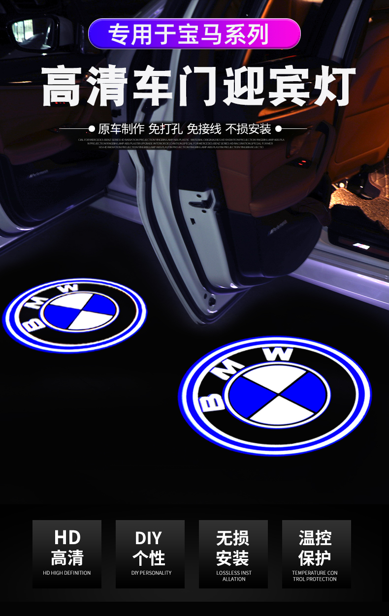 正炫 适用于 宝马迎宾灯新3系5系7系x3/320li/525 x1/x5改装专用车门