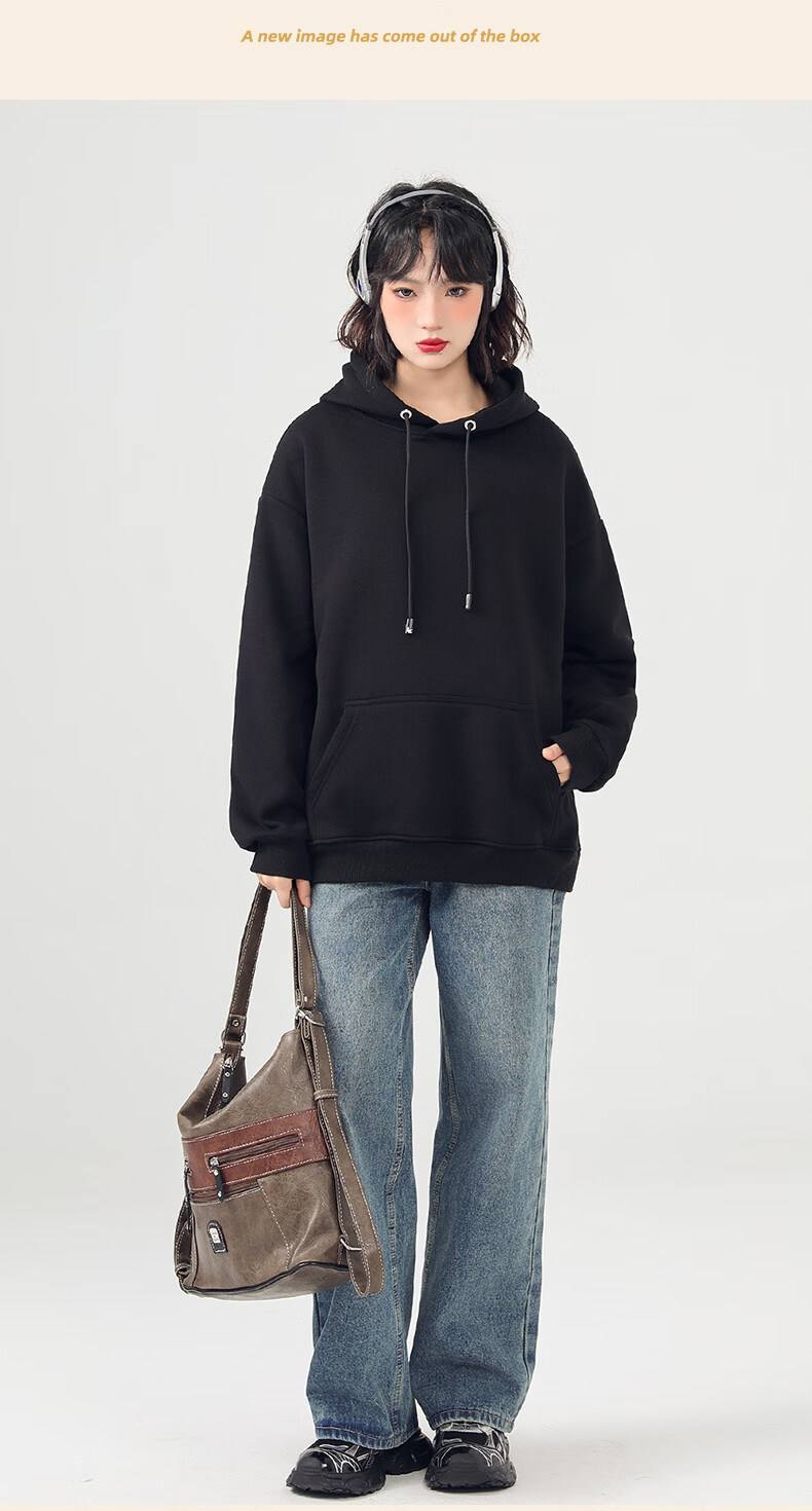 Jeanswest 2026 New Hooded Sweatshirt for Women Spring and Autumn Casual Loose Fit Fashionable Versatile Jacket 16