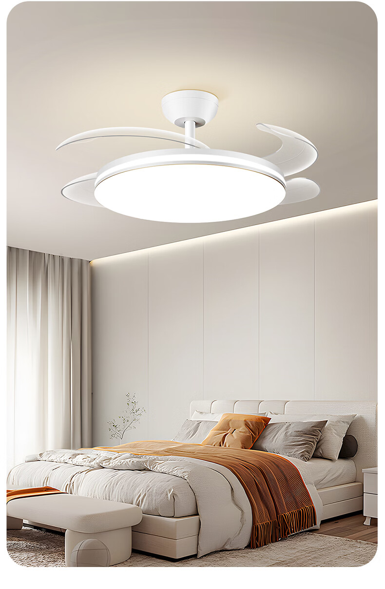 Dell Invisible Fan Light Eye Protection Fan Light Large Airflow Fan Light for Dining Room Living Room Bedroom with Electric Fan Integrated Silent Fan Light 28