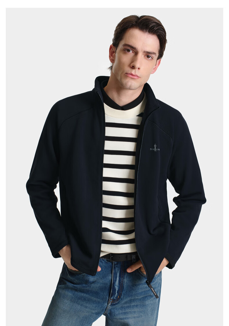 Biyinlefen Polartec Ultra-Light Warmth Autumn Winter Men's Solid Color Casual Stand Collar Knitted Jacket Fleece Outerwear 1