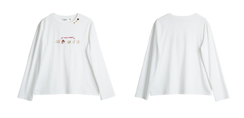 Olrain Eurier Tencel Cotton Simple Elegant Embroidered Loose Long Sleeve T-Shirt Spring Crew Neck Top for Women Beige XL 5