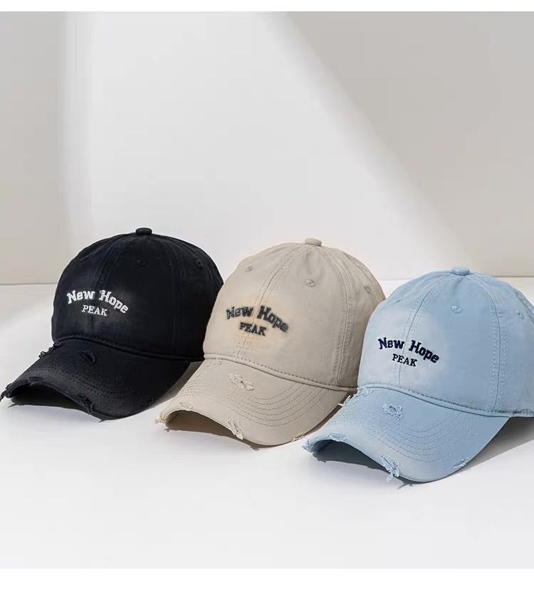 Peak Baseball Cap Small Face Large Head Circumference Distressed Vintage Style Wide Brim Outdoor Sun Protection Breathable Sports Hat 19