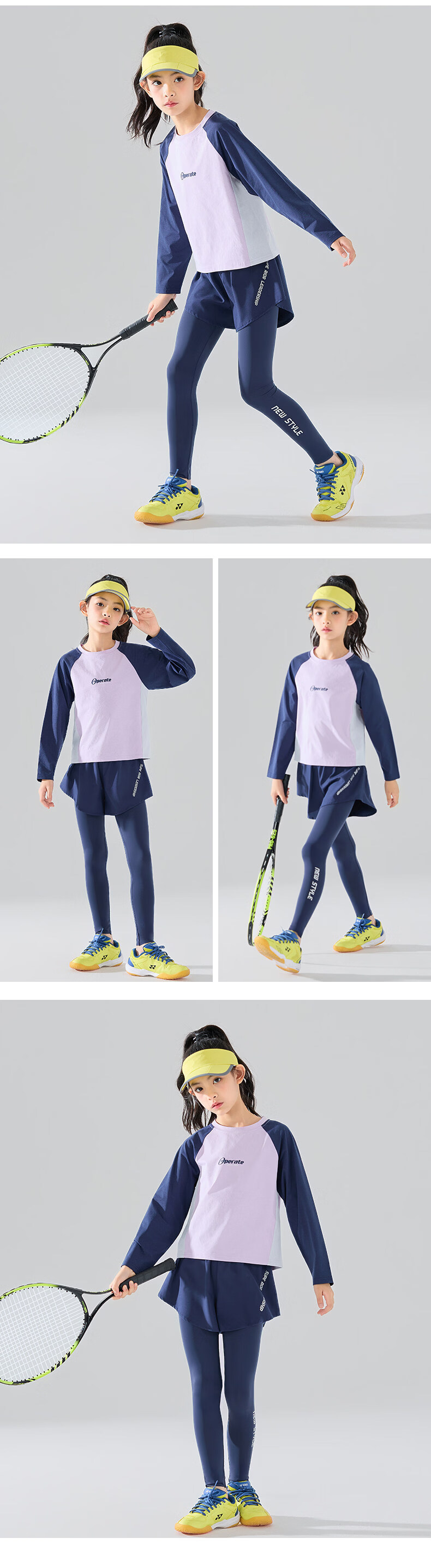 Moonkids Girls Sports Set Kids Quick-Dry Long Sleeve Badminton Autumn Spring Outdoor Running Tennis Training Clothes 7
